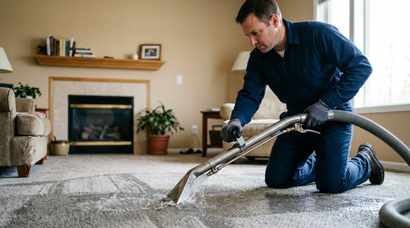 Water damage restoration technician working near Harveys Lake, PA